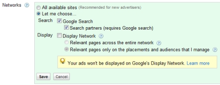 Adwords Network Settings