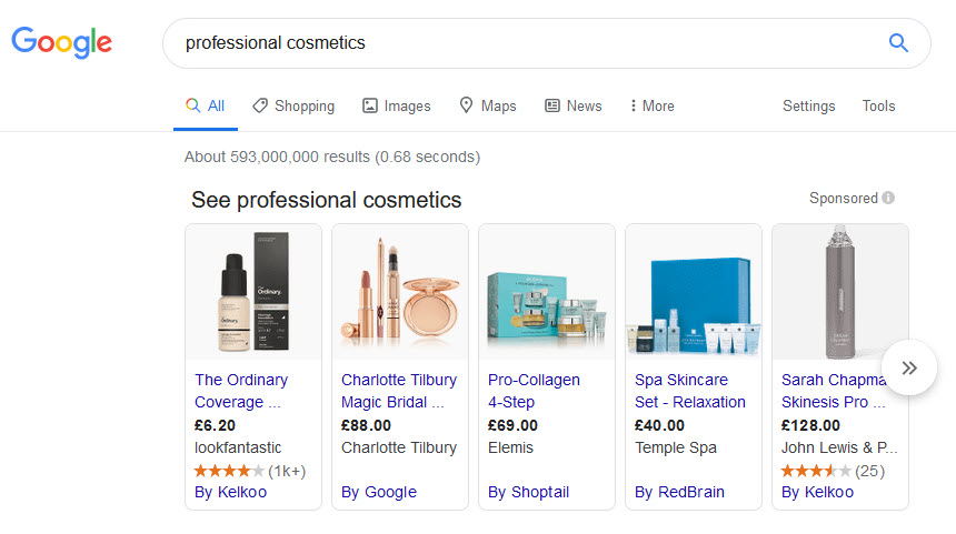 google shopping product ads examples