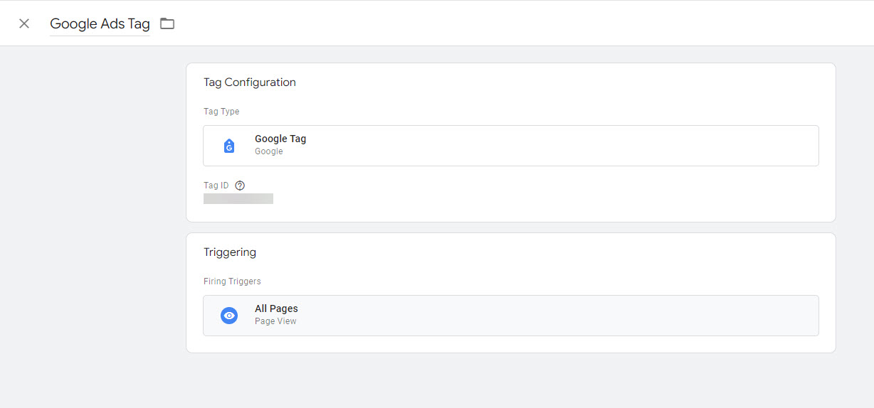 google tag manager interface: add the google tag via google tag manager